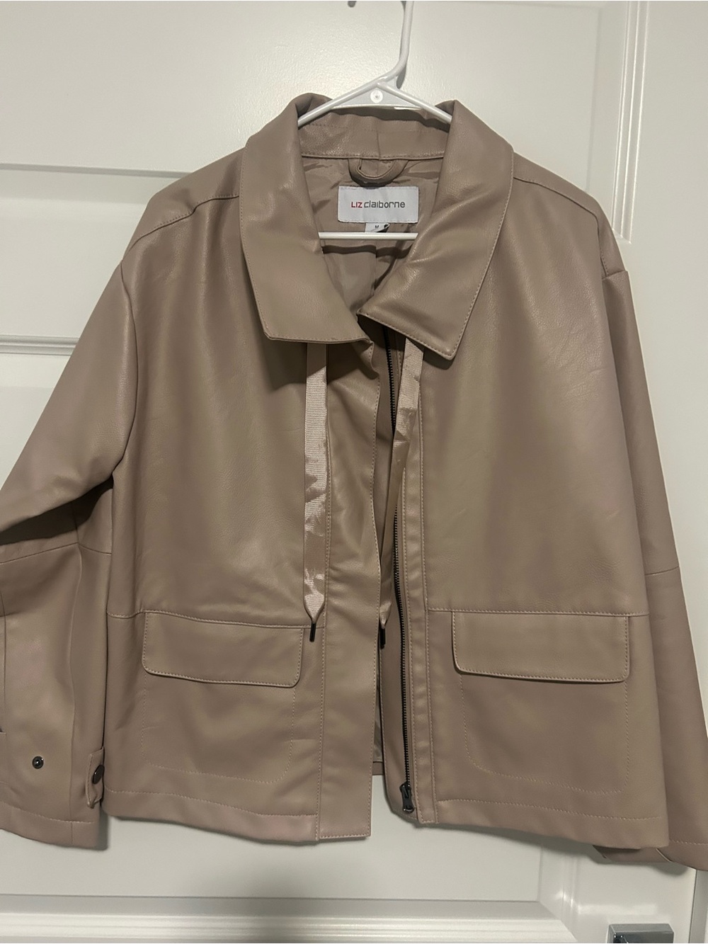 Liz Claiborne Taupe-Gray Faux Leather Jacket